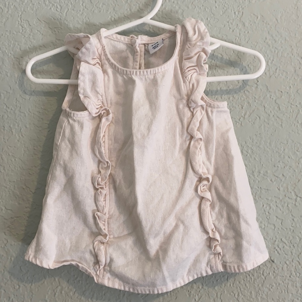 Cream Ruffled Linen Shirt - Old Navy